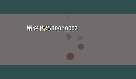 错误代码80070003