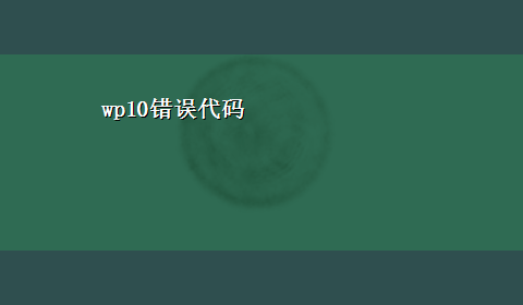 wp10错误代码