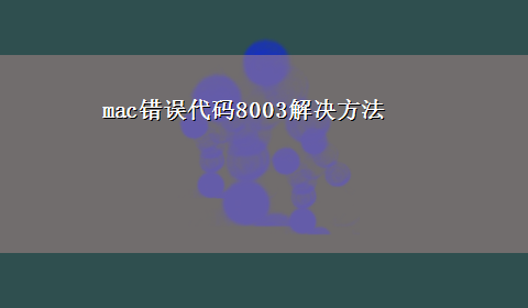 mac错误代码8003解决方法