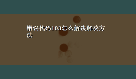 错误代码103怎么解决解决方法