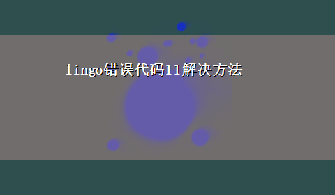 lingo错误代码11解决方法