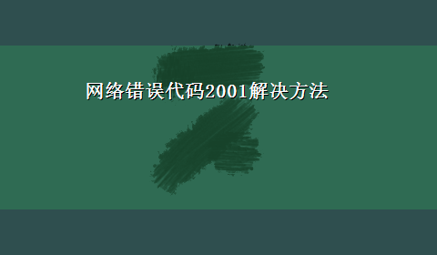 网络错误代码2001解决方法