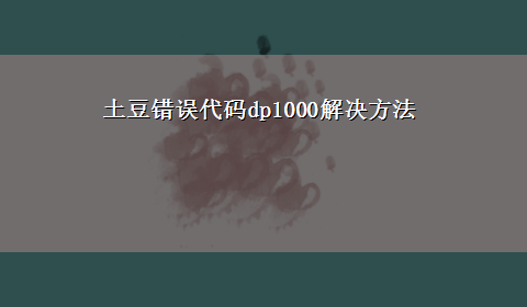 土豆错误代码dp1000解决方法