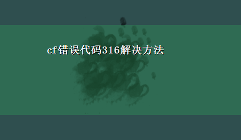 cf错误代码316解决方法