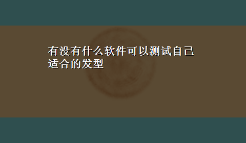 有没有什么软件可以测试自己适合的发型