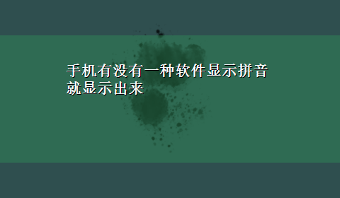 手机有没有一种软件显示拼音就显示出来