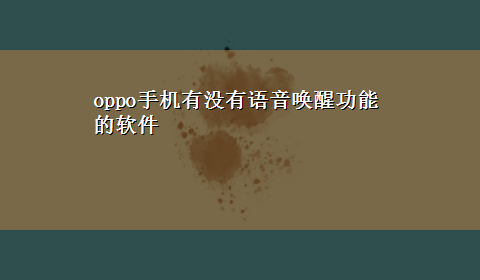 oppo手机有没有语音唤醒功能的软件