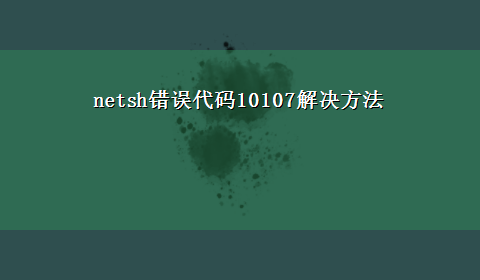 netsh错误代码10107解决方法