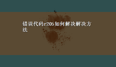 错误代码r205如何解决解决方法