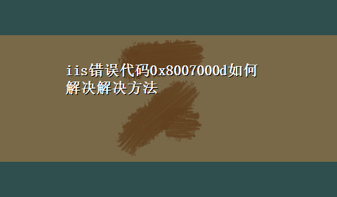 iis错误代码0x8007000d如何解决解决方法