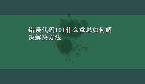 错误代码101什么意思如何解决解决方法