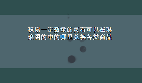 积累一定数量的灵石可以在琳琅阁的中的哪里兑换各类商品