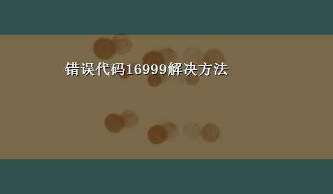 错误代码16999解决方法