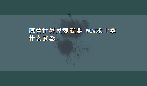 魔兽世界灵魂武器 WOW术士拿什么武器