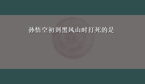 孙悟空初到黑风山时打死的是