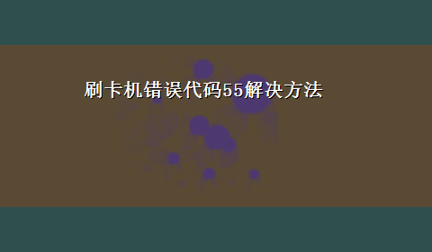 刷卡机错误代码55解决方法