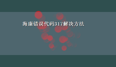 海康错误代码317解决方法