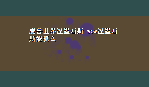 魔兽世界涅墨西斯 wow涅墨西斯能抓么