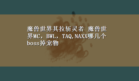 魔兽世界其拉斩灵者 魔兽世界MC，BWL，TAQ,NAXX哪几个boss掉宠物