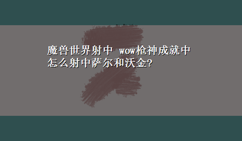 魔兽世界射中 wow枪神成就中怎么射中萨尔和沃金?