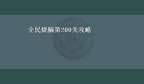 全民烧脑第209关攻略