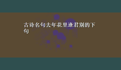 古诗名句去年花里逢君别的下句