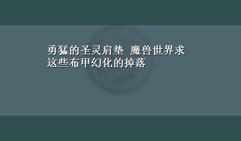 勇猛的圣灵肩垫 魔兽世界求这些布甲幻化的掉落