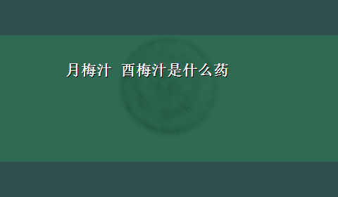 月梅汁 酉梅汁是什么药