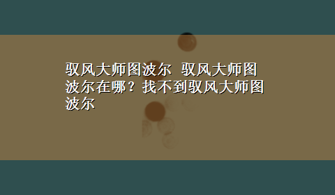 驭风大师图波尔 驭风大师图波尔在哪？找不到驭风大师图波尔