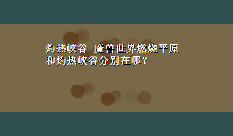 灼热峡谷 魔兽世界燃烧平原和灼热峡谷分别在哪？