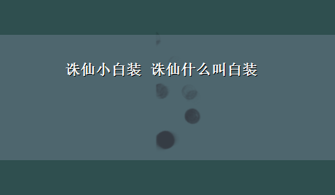 诛仙小白装 诛仙什么叫白装