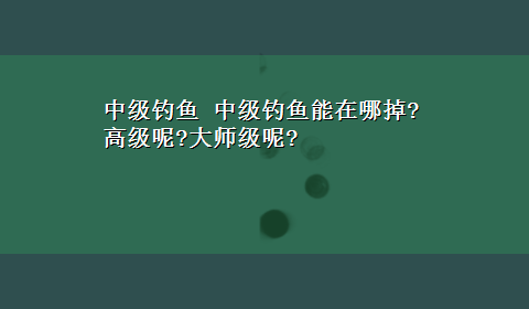 中级钓鱼 中级钓鱼能在哪掉?高级呢?大师级呢?