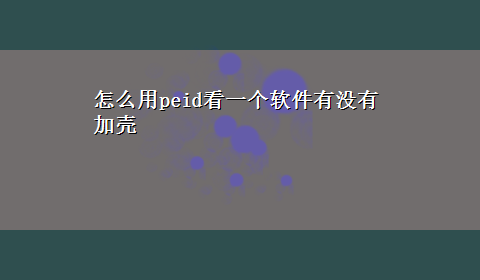 怎么用peid看一个软件有没有加壳