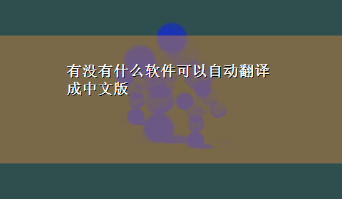 有没有什么软件可以自动翻译成中文版