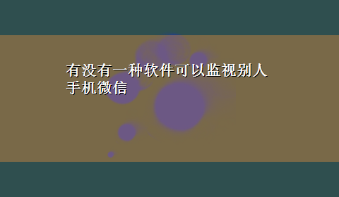 有没有一种软件可以监视别人手机微信