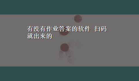 有没有作业答案的软件 扫码就出来的