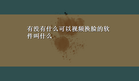 有没有什么可以视频换脸的软件叫什么