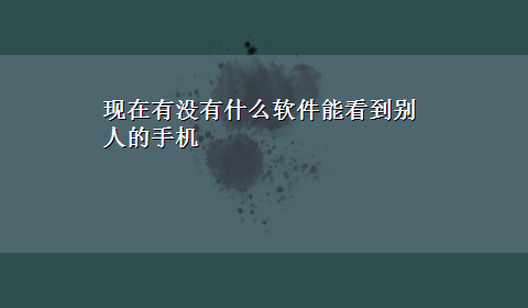 现在有没有什么软件能看到别人的手机