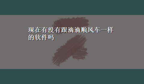 现在有没有跟滴滴顺风车一样的软件吗