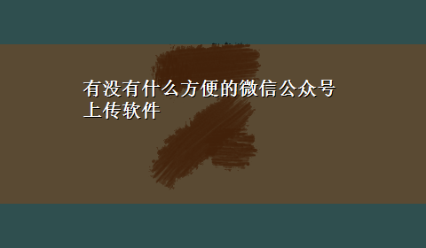 有没有什么方便的微信公众号上传软件