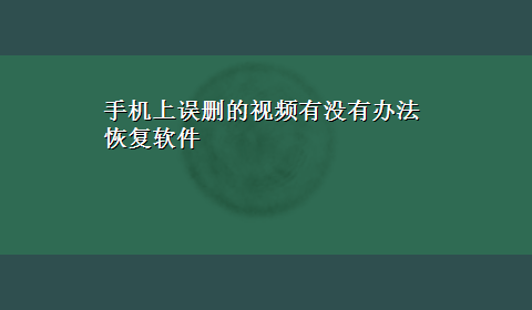 手机上误删的视频有没有办法恢复软件