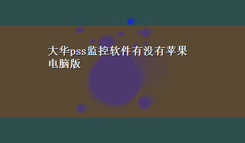 大华pss监控软件有没有苹果电脑版