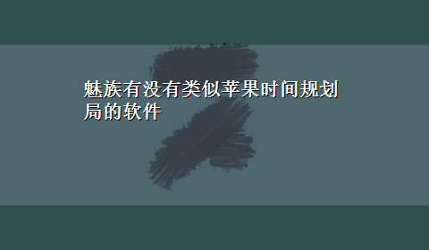 魅族有没有类似苹果时间规划局的软件