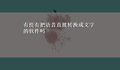 有没有把语音直接转换成文字的软件吗