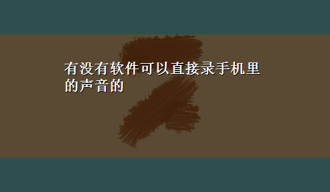 有没有软件可以直接录手机里的声音的