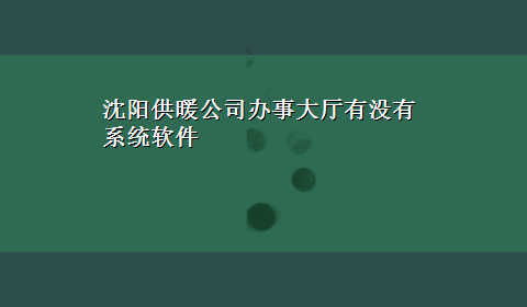 沈阳供暖公司办事大厅有没有系统软件