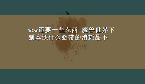 wow还要一些东西 魔兽世界下副本还什么必带的消耗品不