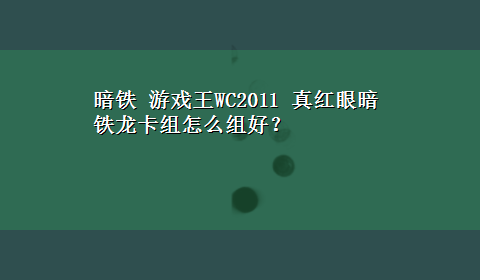 暗铁 游戏王WC2011 真红眼暗铁龙卡组怎么组好？