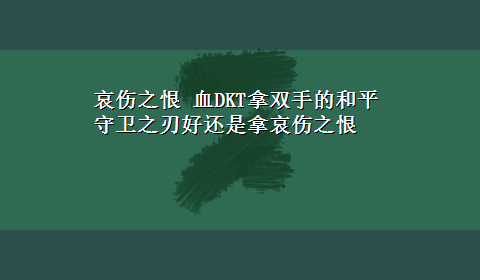 哀伤之恨 血DKT拿双手的和平守卫之刃好还是拿哀伤之恨