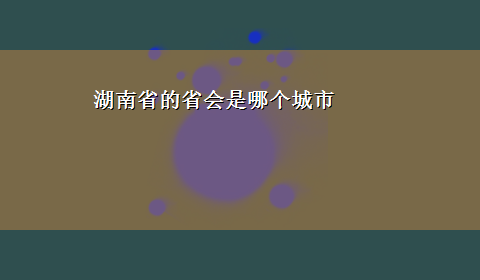 湖南省的省会是哪个城市